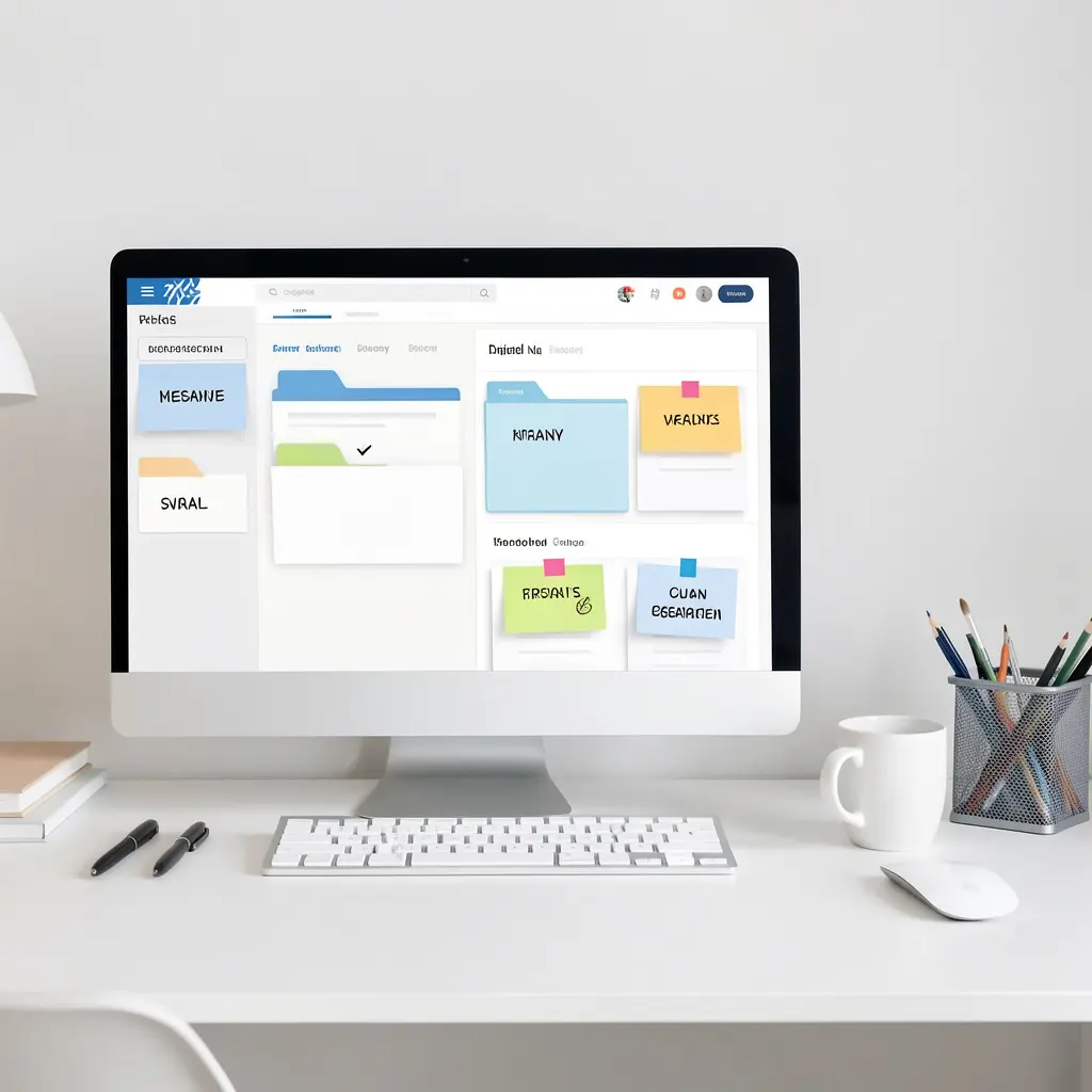 Digital organization workspace with organized files